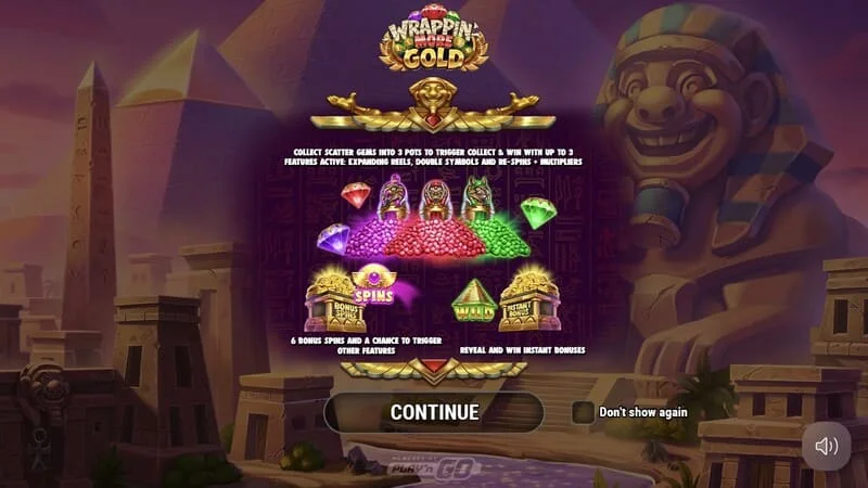 Wrappin' More Gold - huvudmeny med mumie och pyramider